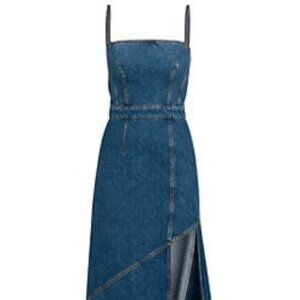 Alexander McQueen Side Slit Demin Maxi Dress